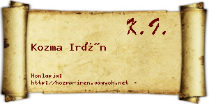 Kozma Irén névjegykártya